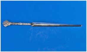 A Silver Paper Knife with Detailed Celtic Knot Decoration To The Handle, Hallmarked For Sheffield