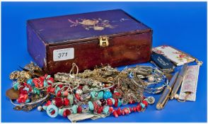 Box Of Vintage Modern Jewellery, plus coins, crowns, various coins and cigar cutter. A good