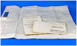Three Old Legal Documents (1867) Surrender of Copy Holds/Warrants, Surrender of Admittance and