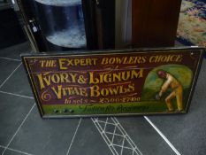 Wooden Hand Painted Trade Sign ``The Expert Bowlers Choice``. Size 20x42 inches.