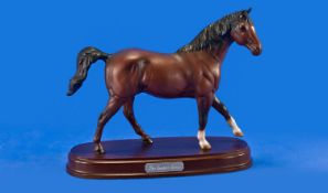 Royal Doulton Connoisseur Horse Figure. Quarter Horse DA 163B on wooden plinth. Issued 1991-97.