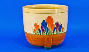 Clarice Cliff Hand Painted Jardiniere ``Autumn Crocus`` Pattern. c.1928. 7 inches high, 7.5 inches