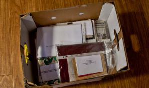 Box of Ephemera, including postcards, newspapers, greetings cards, royalty pictures and an Alvin