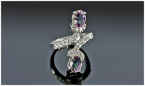 Silver Mystic Topaz And CZ Dress Ring.