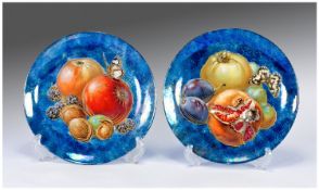 Rosenthal Bavaria Lustre Hand Finished, pair of butterfly and fruit plates circa 1930. Each 7.5``