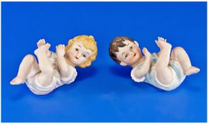 Capo-De-Monte Baby Doll Figures, 2 in total. 4.75`` in height.