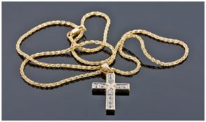 9ct Gold Diamond Cross and Chain.