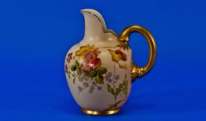 Royal Worcester Handpainted Blush Ivory Helmet Shaped Jug, date 1902. 5 inches high, nick to neck