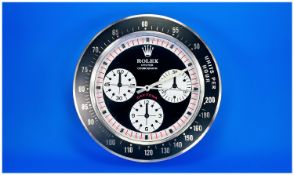 Modern Reproduction Wall Clock - Daytona Display Wall Clock. Battery Operated. 13.5 inches