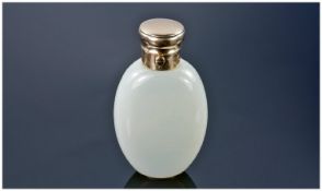 Backler Scent Bottle Pale White Opaque Glass And Gold Mounted Perfume Bottle, Of Ovoid Form,