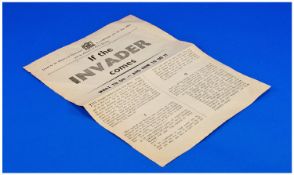 WW2 British Leaflet `If The Invader Comes`