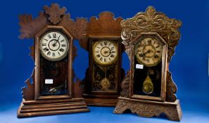 Three Late 19thC American Kitchen ``Gingerbread`` Clocks, One With Original ``Waterbury Clock
