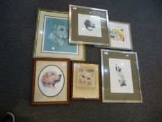 Collection of Six Framed Cat and Dog Prints, mostly signed limited editions, by various artists,