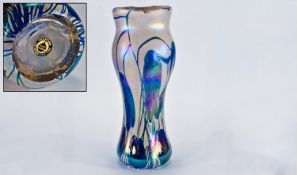 John Ditchfield Very Fine Iridescent Glass Vase with applied decoration. Signed and with Glasform