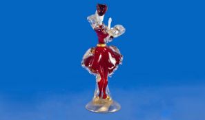 Murano Glass Figure of a Dancing Lady, measuring approximately 10 inches high.