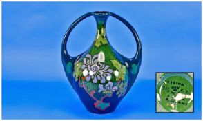 Art Nouveau Style Two Handled Regina Lustre Vase. Elegant shape. 11.25 inches high.
