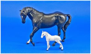 Beswick Horse Figures, 2 in total. 1). Black Beauty``. Model number 2466. Height 7.25 inches.