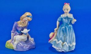 Royal Doulton Figures (2) in Total. 1 `Mary had a little lamb` HN2048 issued 1949-1988. 3.5`` in