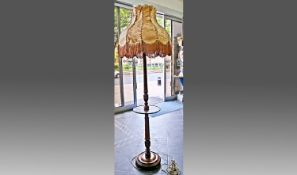 Mid 20th Century Standard Lamp, with marble coloured shade, raised on stand with central circular