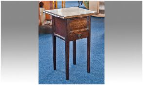 Early 20th Century Oak Sewing Table, of square shape, fitted with lid to top and single drawer