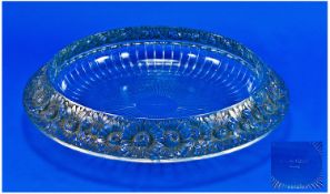 A Lalique Marguerites Bowl of Large Size. The clear and frosted blue stamped bowl, with a wide rim