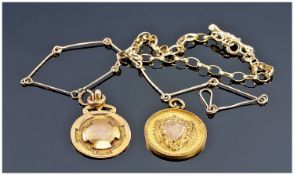 A Small Collection Of 9ct Gold Items, includes 2 9ct gold medals/fobs, fully hallmarked & 2 small