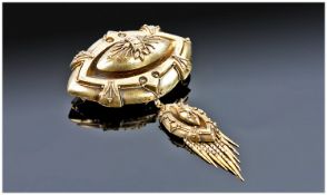 Victorian Pressed Gold Fringed Brooch With Applied Rope Twist Decoration, The Brooch With Glazed