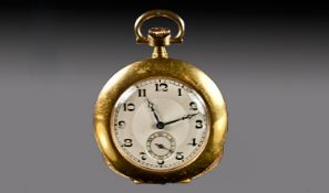 18ct Gold Very Fine Art Deco Slimline Pocket Watch fully hallmarked. Working order & excellent