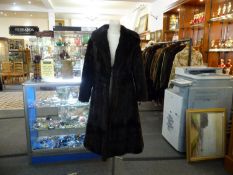 Sable Brown Mink Full Length Coat, self-lined wide collar with revers, vertical skins to body with