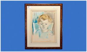 Emmanuel Levy (Died 1986), Portrait of a young child, in pastel and watercolour, signed, 13 by 9½