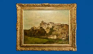 Oliver Hall RA (1869-1957). A Spanish Hill Town, Oil on Canvas 22 by 28 inches. Signed. Elected RA