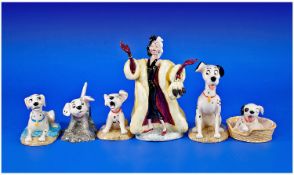 Royal Doulton Collection of Disney`s 101 Dalmations` boxed figures (6) boxes comprising a Cruella