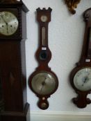Victorian Mahogany Cased Barometer and Thermometer, of shaped form, the thermometer placed above
