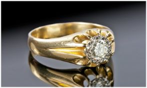 Gents 18ct Gold Set Single Stone Diamond Ring estimated 0.5ct. estimate colour G.H, estimated