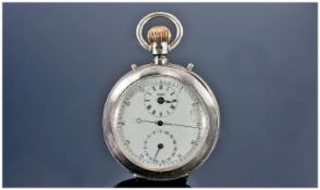 Victorian Silver Open Faced Chronograph Pocket Watch. Hallmarked Birmingham 1883. Makers mark CV.