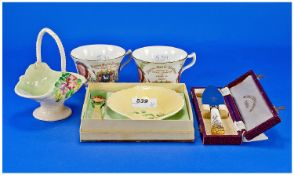 Small Collection of China comprising Carlton Ware yellow floral butter dish and matching knife in