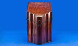 A George III Mahogany Knife Box with serpentine shaped front, of fine quality. Lacking inner