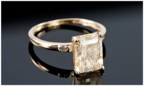 9ct Gold Diamond Ring, Stepped Cut Diamond With Major Inclusions, Ring N, Fully Hallmarked.