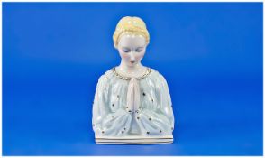 Italian Pottery Bust of Praying Lady, signed
