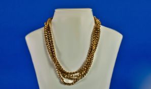 Victorian Gold Guard Chain, Unmarked Tests 9ct, Length 60 Inches, Weight 38 Grammes.