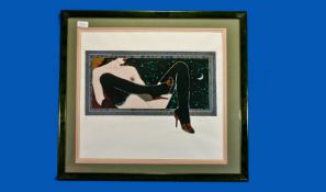 Modern Framed Erotic Print, indistinctly signed, possibly Patrick McNeil, signed in pencil, titled
