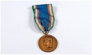 Victor Emanuel lll, King of Italy Medallion, stamped to reverse `Scvole Italiane All`Estero`