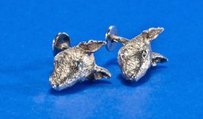 Stephen Webster. A good pair of silver cufflinks formed as the heads of two bull terriers. The