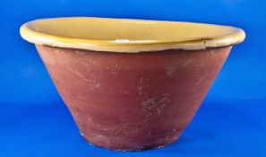 Very Large Terracotta Earthenware Bowl, late 19thC, glazed interior, 10½ inches high x 21 in