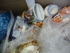 Box of Ceramics, including late Victorian part coffee set, mid 19th century transfer cup and