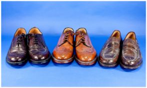 Three Pairs Of Gents Quality Church`s Shoes. Leather soles and uppers. As new condition, size 9.5.