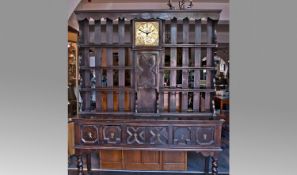 A Late Victorian / Edwardian Oak Dresser and Rack of Unusual Form of Jacobean Style. With 3 Moulded