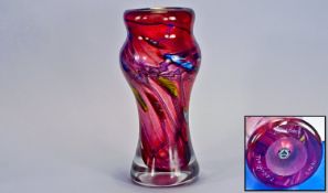 John Ditchfield Very Fine Iridescent Glass Vase bright multi colour design. Signed and with