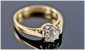 18ct Gold Single Stone Diamond Ring, Set With A Round  Brilliant Cut Diamond, Claw Set, Estimated
