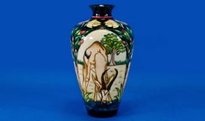 Moorcroft Prestique Vase `Kwandwe Springbok` design. Designer by Rachel Bishop, date 2006. 9.25